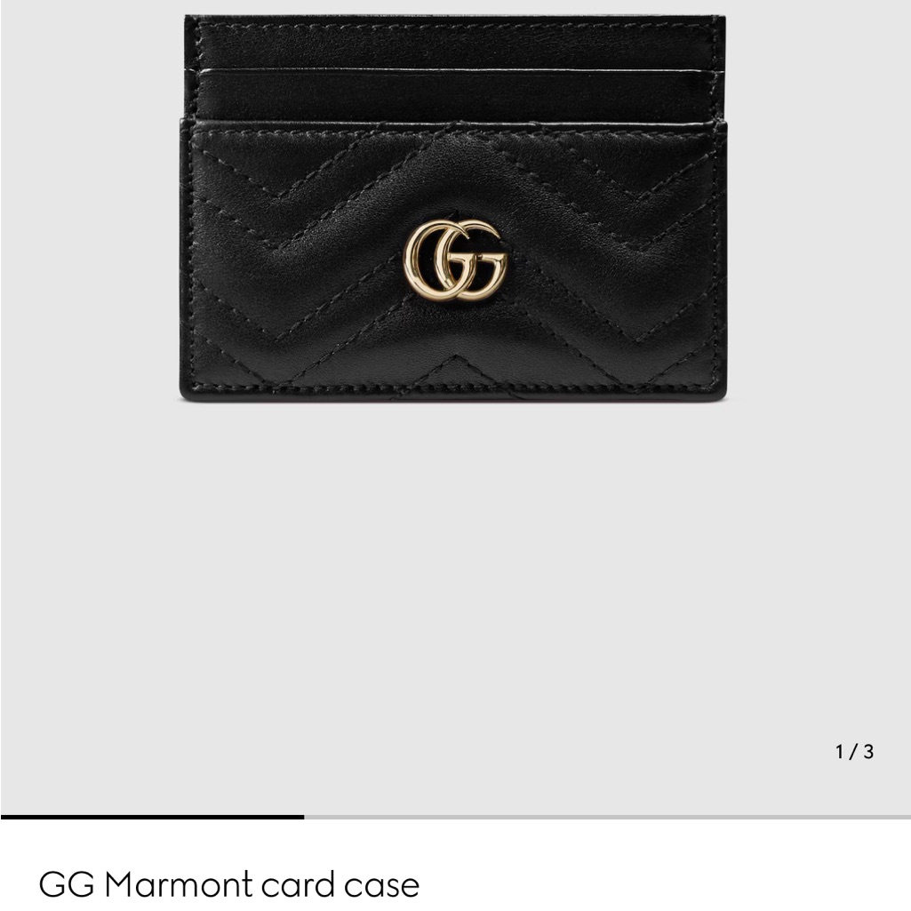 Gucci Black And Gold Gg Marmont Card Holder